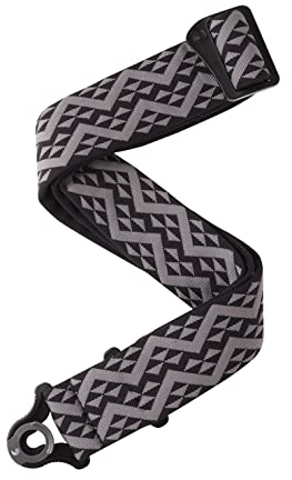 D'Addario Auto Lock Gitarrengurt, Schwarz Gepolstertes Geometrisches Muster