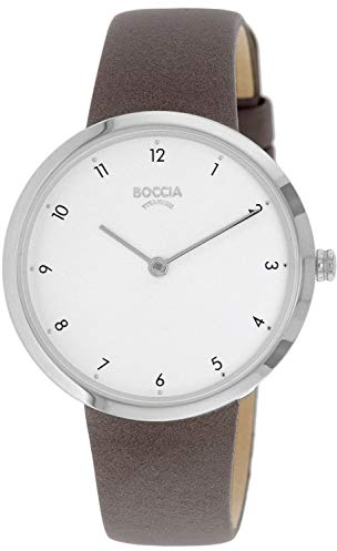 Boccia Damen Analog Quarz Uhr mit Echtes Leder Armband 3315-01