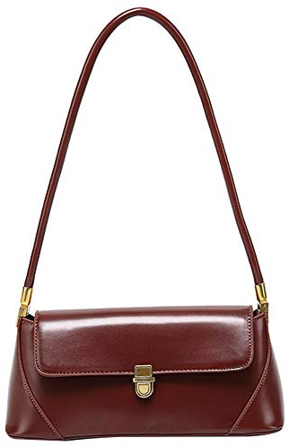 zhongningyifeng Pequeño bolso de mano para mujer, de piel, bolso de hombro con cierre de hebilla, marrón, Small