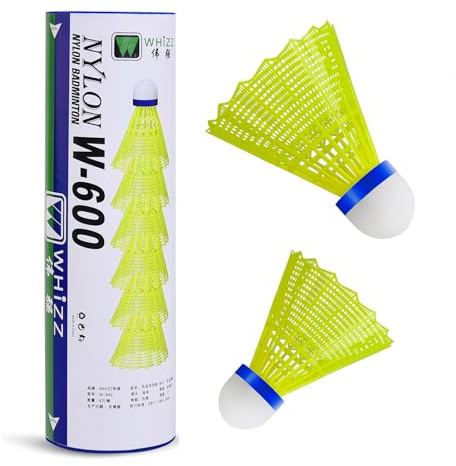 BAIHUALIN WHiZZ Shuttlecocks Badminton Durable Nylon Shuttles for Indoor Outdoor Recreational Game Practice Sports, 6x Yellow