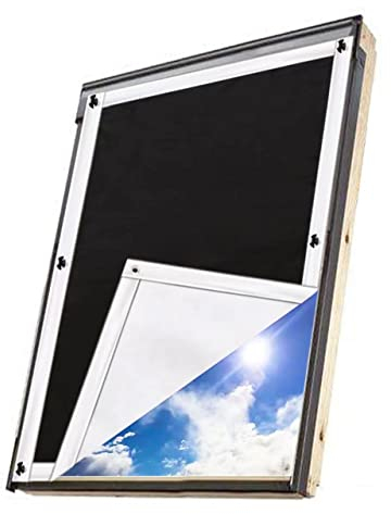 Update Sonnenschutz Dachfenster Rollo Verdunkelungsrollo, Verdunklungsstoff Rollo Verdunkelung Hitzeschutz ohne Bohren Hitzeschutzrollo für Velux- und Roto-Fenster in verschiedenen Größen 96 * 120cm