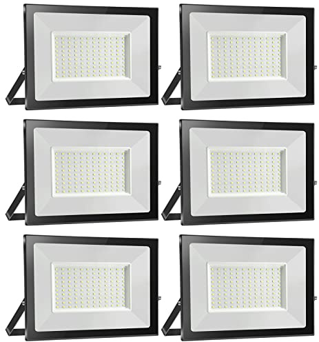 Probapro 100W Faretto LED da Esterno 6 Pezzi - Proiettore 10000LM IP65 Impermeabile, 3000K Bianco Caldo per Giardino, Cortile, Garage | Faro LED Esterno con Alta Luminosità e Durata