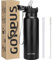 GOPPUS 750ml/26oz Stainless Water Bottle with Straw Double Wall Insulated Bottles with Strap Reusable Vacuum Thermal Flask Leakproof Keep Cold Drinks Bottles with Flip Top Lid for Men Women BPA Free