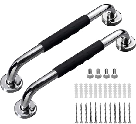 Confezione da 2 barre di sostegno per bagno, 43,2 cm, antiscivolo, per doccia, vasca da bagno e doccia, per anziani, maniglie per doccia per anziani