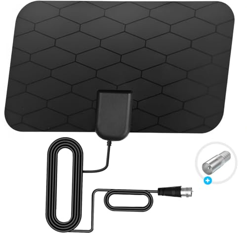 KANGYUE Digital TV Antenna,Antenna for Smart TV,360°Reception,Support 4K 1080p Smart Television,Signal Amplifier-Signal Booster-HDTV Antenna 10ft Coaxial HDTV Cable,Portable HD TV Antenna Indoor