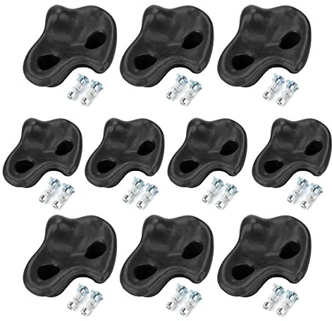 SUNGOOYUE 10PCS Wall Climbing Holds, Plastic Climbing Stone Rock Wall Holds Comfortable Handles Climbing Rock Wall Grips for Kid Outdoor Climbing Stones (Black)