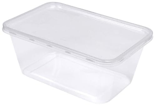 Lot de 50 récipients en plastique 1 000 ml Sans BPA Qualité alimentaire Passe au micro-ondes, lave-vaisselle et congélateur Boîte à déjeuner de cuisine