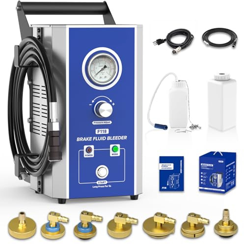 BELEY Spurgo freno motore elettrico 110 V/220 V con monitoraggio della pressione e 7 adattatori, cambio liquido dei freni, 0-3 bar, con 2 modalità di pressione, universale per tutti i veicoli