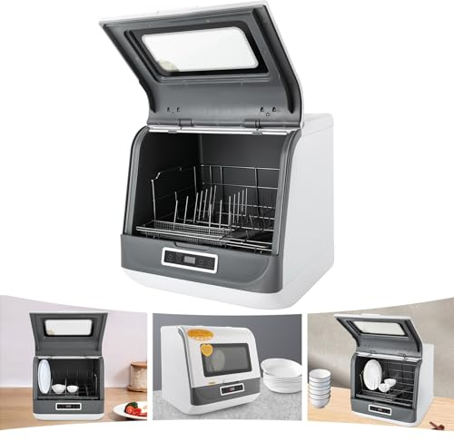 DAOHHFO Mini lave-vaisselle, séchage à haute température, portable, intelligent, pas d'installation nécessaire, 5 l, équipé de tuyaux d'alimentation et d'évacuation, pour un usage domestique