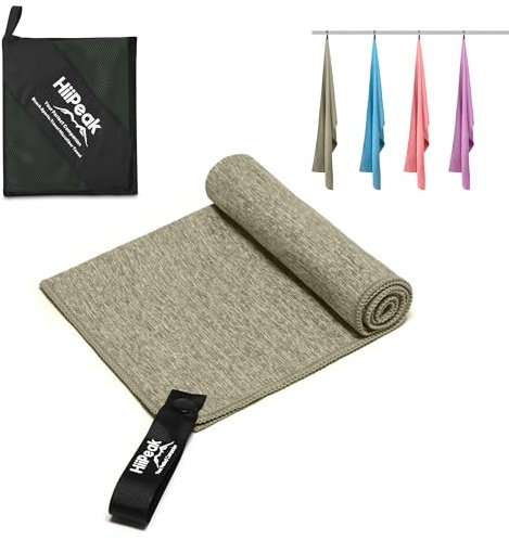 HiiPeak Small Microfibre Gym Towel for Active Sports (40x80cm) Running, Perfect for Athletes Training Outdoors - Quick Dry Lightweight Absorbent Hiking Drying Towel for Men,Women (Heather grey)