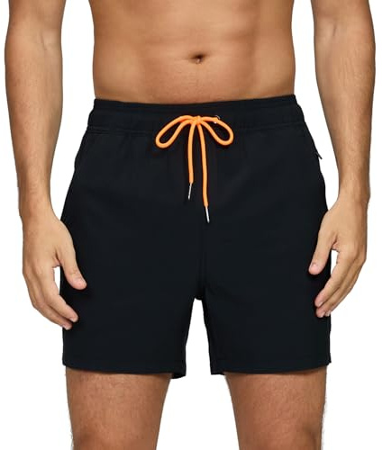 Aisprts Herr Baddräkt med Fickor med Blixtlås Andningsbara, Snabbtorkande Och Vattenbeständiga Herr Badkläder Sommarshorts med Nätfoder Och Dragsko