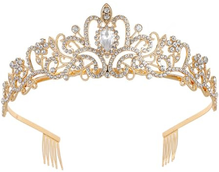 Yuannee Couronne Princesse en Strass Cristal, Diadème Élégant et Tiara Éclatante pour Mariage et Anniversaire Accessoire Féminin et Enfant