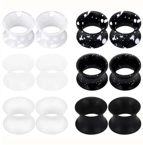 XSDSLS 6 Pair Silicone Ear Plugs Tunnels, Silicone Flesh Tunnels Ear Stretchers Plugs Piercing Double Flared Expander Guages Earrings 6/8/10/12/14/16/18/20mm (8mm)