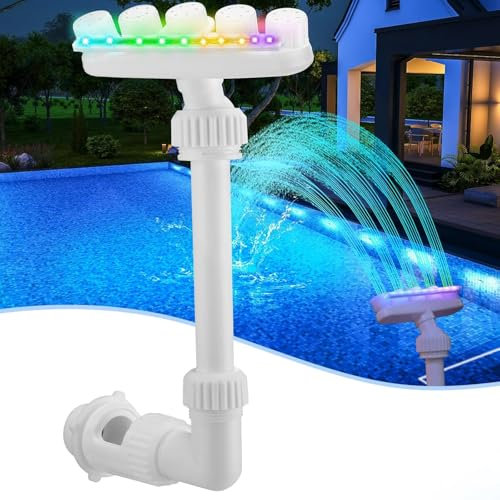 Reallnaive - Fontana solare per piscina, con luci LED a 7 colori, regolabile, per cascata, divertimento, spruzzatore sopra e interrato