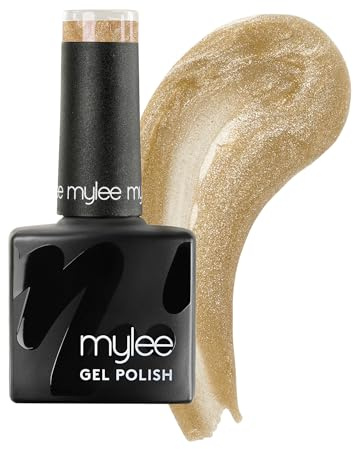 Mylee Gel Nail Polish 8ml [Fields Of Gold] - UV/LED Soak-Off Nail Art Manicure Pedicure for Professional, Salon & Home Use [Fine Glitter Range] - Long Lasting & Easy to Apply