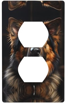 Phayah Placa de pared dúplex con patrón de pastor alemán, tamaño estándar, policarbonato termoplástico, cubiertas de enchufe dobles