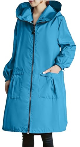 Generisch Chubasquero para mujer, impermeable, con capucha, cortavientos, fino, a prueba de viento, ligero, transpirable, chaqueta para bicicleta, tallas grandes, chaqueta de entretiempo, poncho de