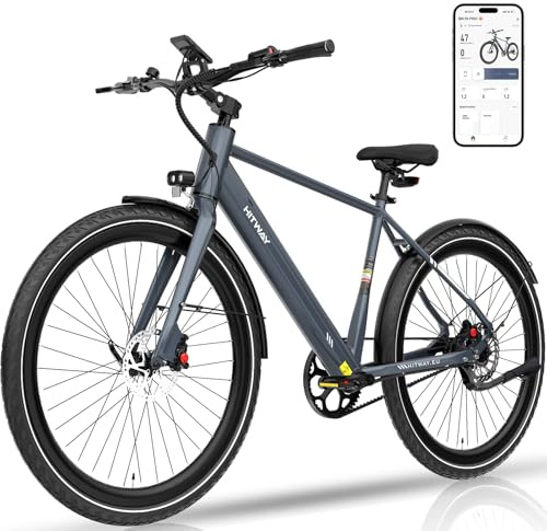 HITWAY Vélo Électrique, Urbain E-Bike 700C, avec Capteur de Couple & Transmission par Courroie, Moteur 250W Jusqu’à 25 km/h, Batterie 36V 10,4Ah, Autonomie 40-80 km