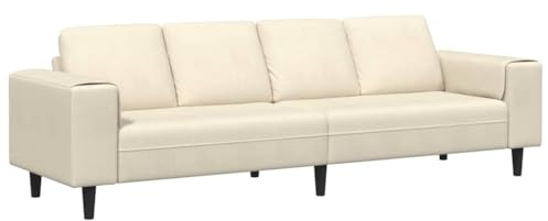 vidaXL Canapé Crème 250 x 77 x 76 cm Tissu en Velours côtelé, Canapé rectangulaire, Design Moderne, Coussin Respirant, siège élégant, mobilier intérieur Confortable