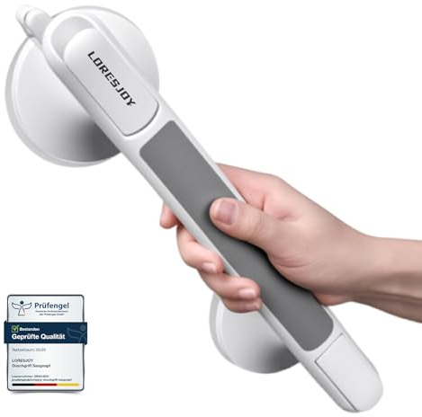 Mannicix Poignées de Douche à Ventouse, Poignée Baignoire de Sécurité, Personnes Âgées Poignée de Douche pour Handicapés, Seniors, Blessés, Support jusqu'à 110 KG sans Perçage et Amovible