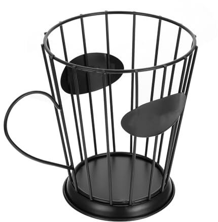 LOLIPPYY Cesta de Almacenamiento para Cápsulas de Café Hierro Negro Organizador Práctico y Resistente para Cápsulas Soporte Compacto para Hogar y Oficina
