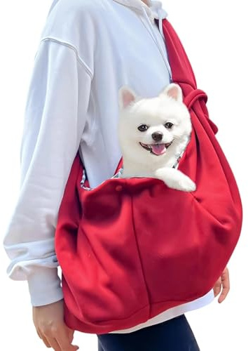 txuzong Borsa a tracolla per cani fino a 8 kg – morbida borsa per cani per passeggiate ed escursioni | Vino rosso Snuggle Sling trasporto animali da viaggio
