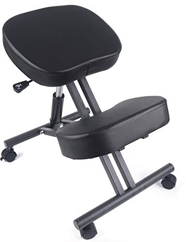 TuliperMood Silla de rodilla regulable en altura con 4 ruedas para sentarse dinámicamente, taburete ergonómico para aliviar el dolor de espalda en la oficina y en casa