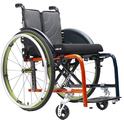 TRGCJGH Ultralätt, bärbar, hopfällbar transportrullstol, självgående rullstol, vikbar lätt reserullstol, aluminium (38 cm/14,9 tum sits)