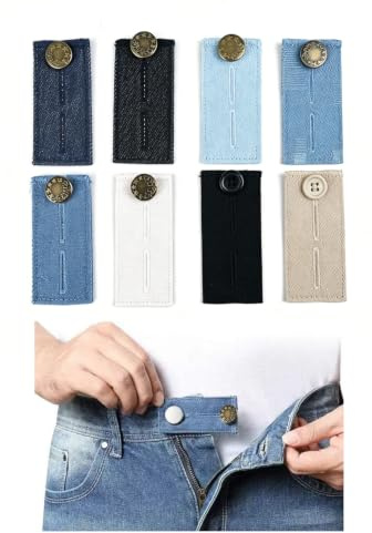 KEJOL Lot de 8 Prolongateurs de Taille pour Pantalons, Rallonge de Bouton Réglable pour Jeans, Jupes et Costumes, Extension de Ceinture pour Hommes, Femmes et Maternité
