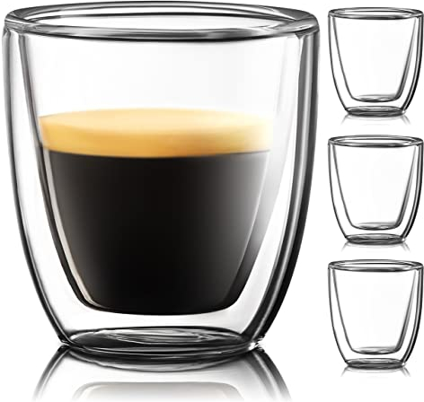 à double paroi Tasses à expresso – Ensemble isotherme Café Verres à shot – 73,7 gram, Lot de 4 – à café Coffret cadeau