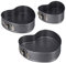 Relaxdays, Antracite Teglie a Forma di Cuore, Set da 3, per Dolci Romantici, 3 Misure, Antiaderenti, Acciaio al Carbonio