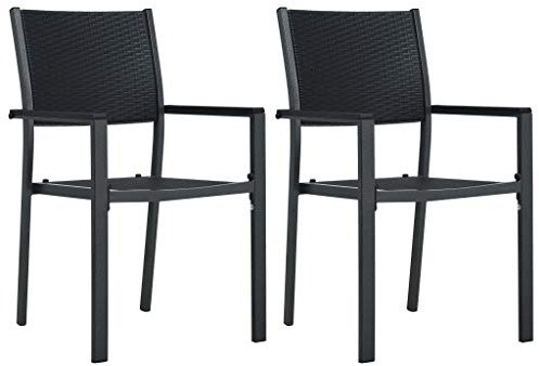 Gartenstühle 2 STK. Schwarz Kunststoff Rattan-Optik für Garten, und am Pool Balkon & Terrasse, Gartenstuhl.