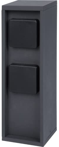 BOLD Pado Aussen-Steckdose-Garten (Steckdosen-Säule) mit 2-Fach Stecker in Anthrazit (IP44 Outdoor Energie-Säule | 3680 Watt | eckig | 30 x 9 x 9 cm | Einfache Montage | Plastikfreie Verpackung)
