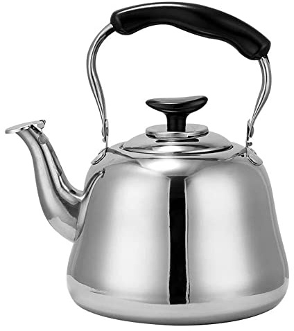 bollitore per stufa a legna gas 3L 4L 5L 6L 7L Teiera in acciaio inox per uso domestico e cucina, adatto per tutti i tipi di piano cottura/stufa, per preparare caffè, tè ed espresso, 3L