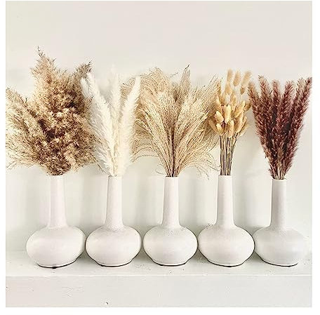 110 PCS Dried Pampas Grass Bouquet, Boho Table Decor, Bunny Tails Dried Flowers, Brown Pompas, White Pampas Grass for Home, Rustic Party, Baby Shower Decorations (110)