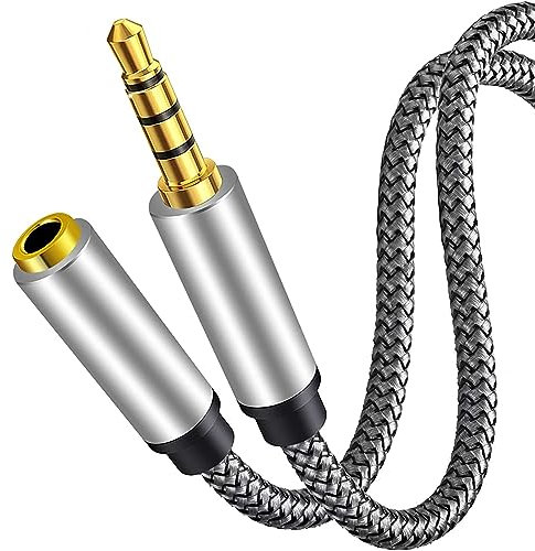 CABLEPELADO Cavo prolunga jack 3,5 mm con microfono 4 pin, prolunga cuffie 3,5 mm, maschio a femmina, compatibile con PS5/PS4, caschi, altoparlante, PC, cellulare, nylon, 3 metri