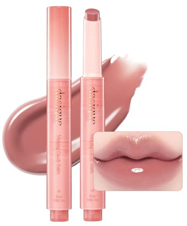 dasique Baume Bonbon Fondant (#03 Thé au Lait Rose) | Baume brillant | Hydratant | Pour les lèvres sèches | Végétalien