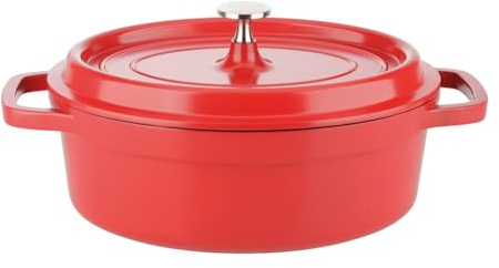 Sitram 712900 - Casseruola ovale in alluminio pressofuso 6,2 litri, esterno rosso e interno nero, tutte le fonti di calore inclusa induzione