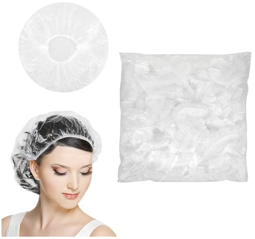 50 Stück Einweg Duschhaube Kunststoff Duschkappe Haarschutz Haarhaube für Frauen, Spa, Reise, Hotel, Salon, Dusche, Braids Durchsichtig 52cm Heimgebrauch Duschhaube