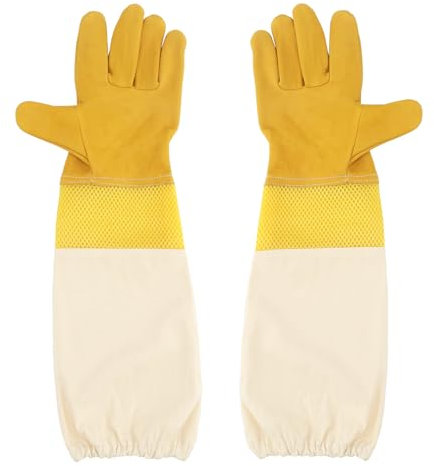 Hapyearn Imkerhandschuhe Stichfest XL,Imker Handschuhe Herren Damen Handschuhe Imker,Imker zubehör Für Bienenschutzhandschuhe-Gelb