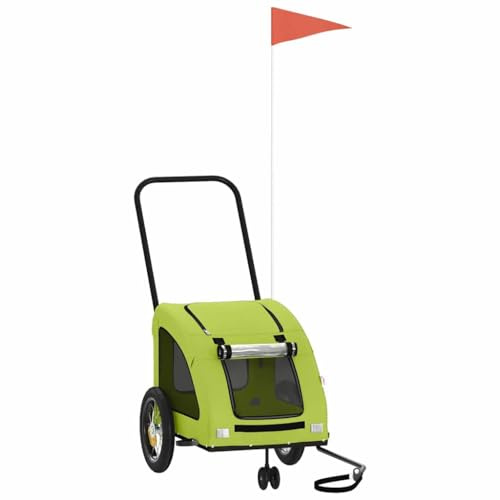 vidaXL Fahrradanhänger für Hunde, Hundeanhänger für Fahrrad, Anhänger für Katzen Haustiere, Hundefahrradanhänger Haustieranhänger, Grün Oxford-Gewebe Eisen