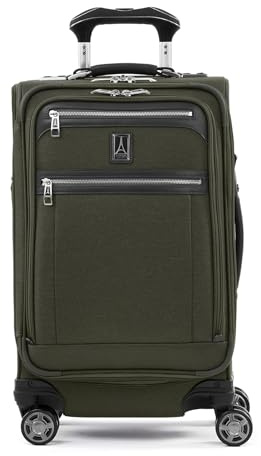 Travelpro Platinum Elite Softside Expandable Carry on Luggage, 8 Wheel Spinner Suitcase, USB Port, Suiter, Men and Women, Pilot Green, Carry On 21-Inch