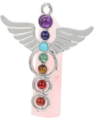 Gogogmee Engel Kristallverzierungen Tischdekoration Edelsteinstäbe Engel Sechseckige Säule Edelsteine ​​und Kristalle Heilende Kristallsteine Natürlicher Aragonit-cluster Legierung Rosa