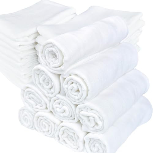 PLUMERI Mulltücher Baby 60x80 cm, 115 g/m², 20er Pack Waschlappen Mullwindeln, Spucktücher für Neugeborene, Oeko-TEX Standard 100