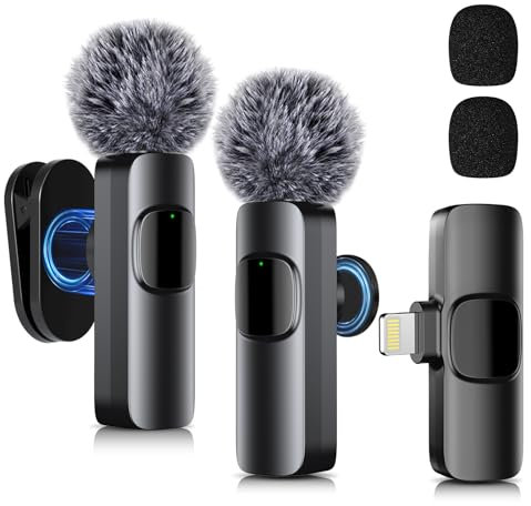SOOOEC Micrófono Lavalier inalámbrico con adaptador, para dispositivos iPhone y Android, computadoras, mini micrófono para grabación de video y podcasts, micrófono de solapa tipo C con reducción de