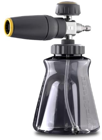 Active Foam Cannon with ¼ inch Quick Connector for Electric and Gas Pressure Washers. Wide-Mouth Bottle and Variable Spray to Generate Thick Snow Foam Spraying for Home DIY car wash & Detailing.