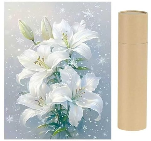 DCIDBEI With Packaging Box Diamond Painting Flowers Lily 40 x 50 cm Embroidery Set Adults Flowers Lily Painting by Numbers Diamond Painting Pictures Pure Beautiful Family Great Love Gratitude Flowers