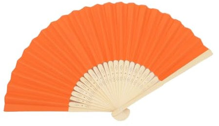 ZUWIJEQ Abanico Plegable Chino de Papel Oriental Naranja, Pequeño Portátil para Baile, Fiesta, Regalos de Boda y Decoración de Pared