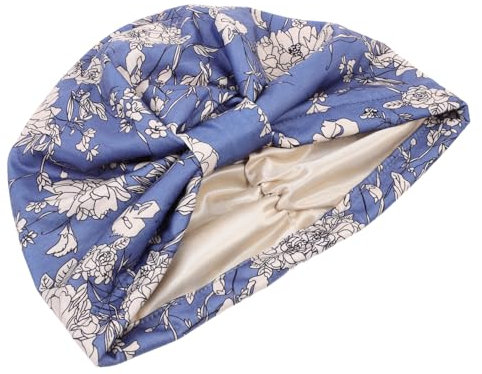OATIPHO Women’s Turban Chemo Hat Double-layer Satin Lined Hair Scarf Warm Elastic Headwear Sky Blue for Cancer Patients Sleep and Outdoor Use