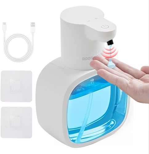 DODO MEKIA Automatic Liquid Soap Dispenser, 17oz/500ml Touchless Rechargeable with 4-Level Adjustable & IPX5 Waterproof - Level Display for Wall/Tabletop Use in Bathroom, Kitchen, White